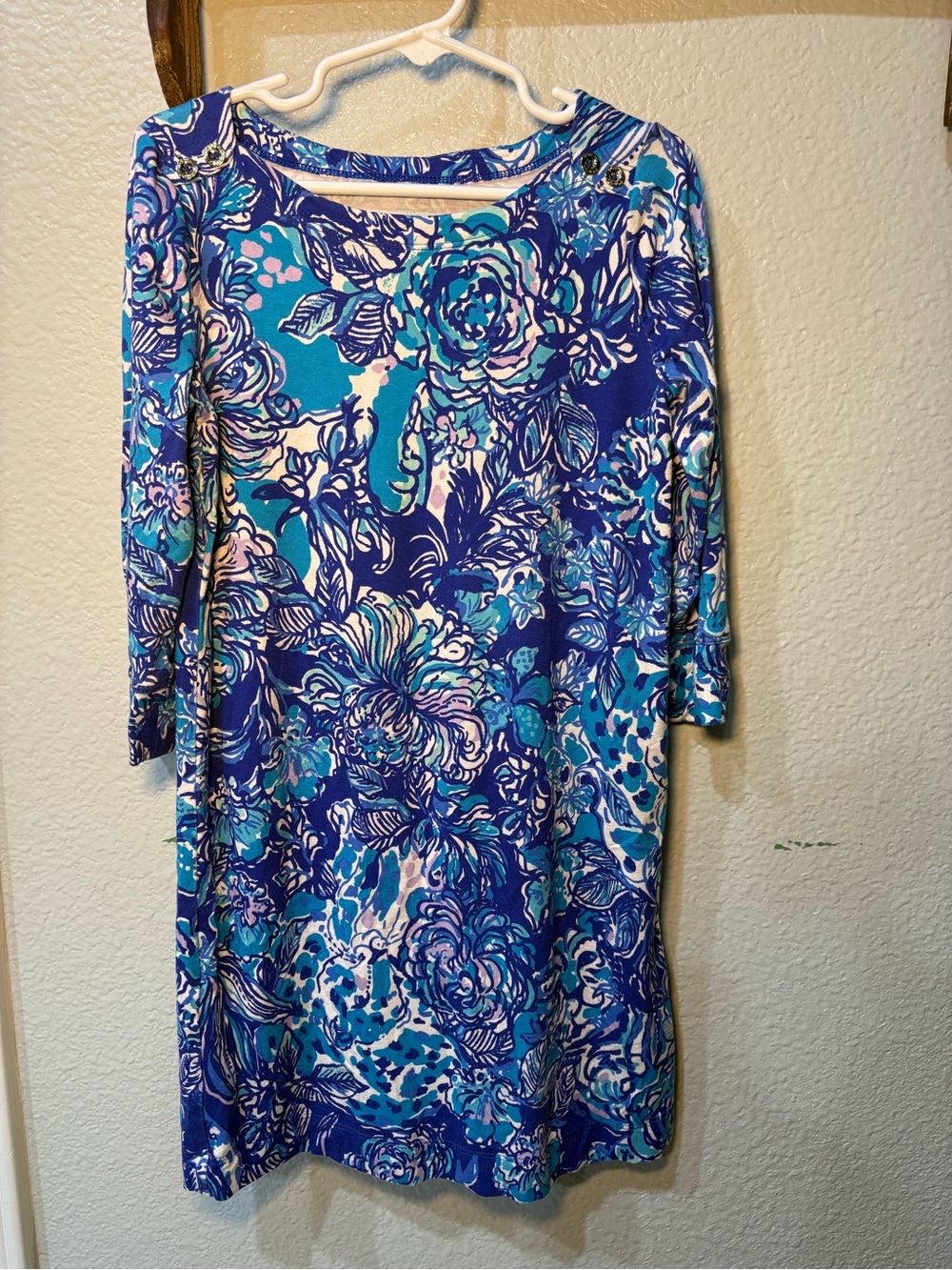 Lilly Pulitzer Kids Mini Sophie Dress Royal Purple Cat Call Size Medium 6-7 EUC
